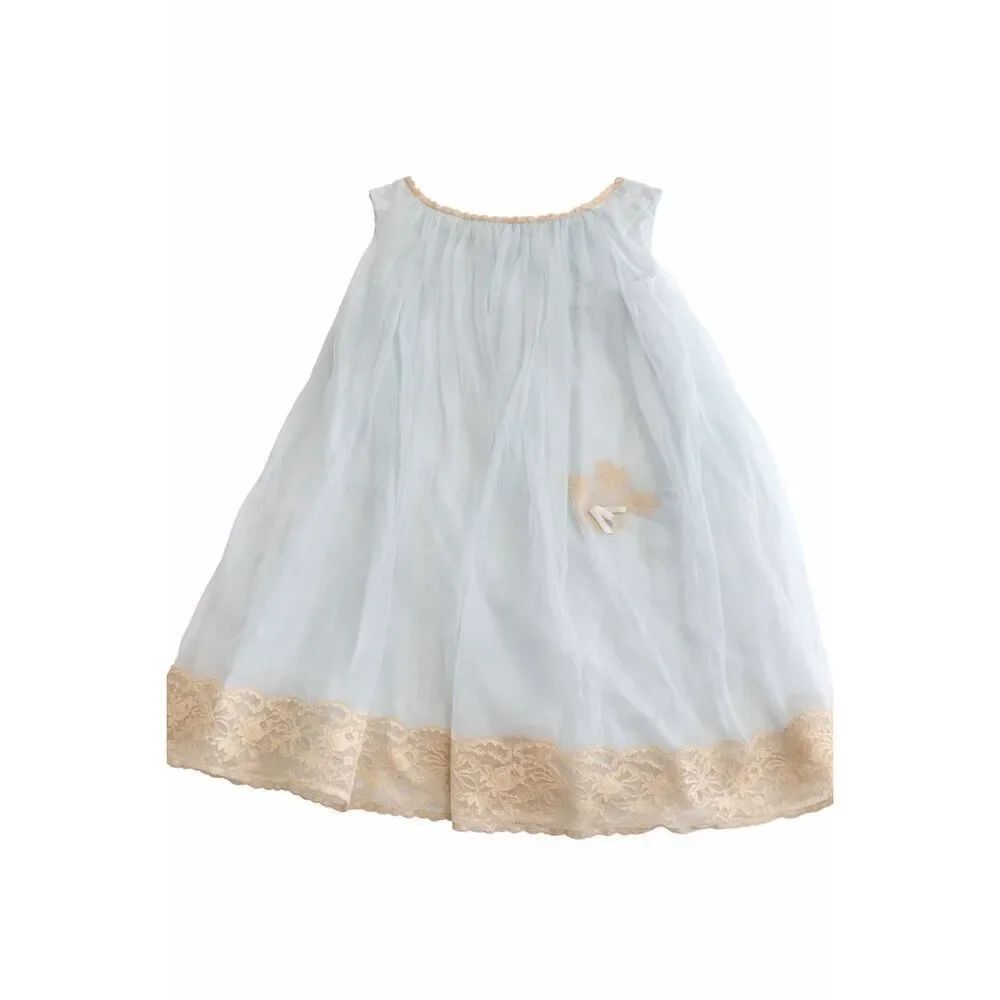 Vanity Fair Baby Blue Nightgown Lace Trim Vintage Lingerie Slip Dress Sz Medium